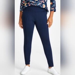 #1753 Women's Navy Blue Tailored Pointe Knit Stretch Pants Sz. L